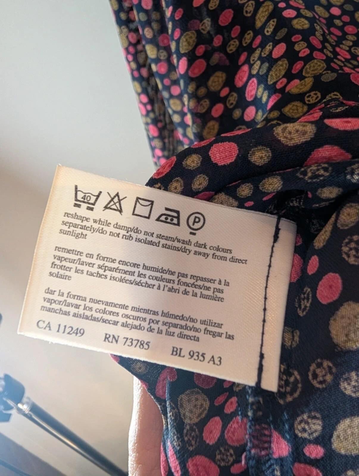 Laura Ashley Tie Blouse UK10 Pink Khaki Print
