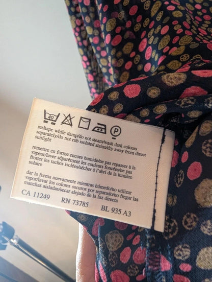 Laura Ashley Tie Blouse UK10 Pink Khaki Print