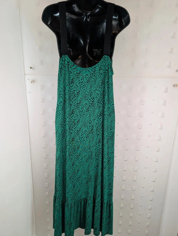 Saint + Sofia Green Black Speckle Maxi Dress UK18