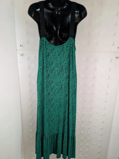 Saint + Sofia Green Black Speckle Maxi Dress UK18