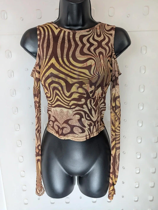 Urban Outfitters Mesh Cold Shoulder Top BNWT XS