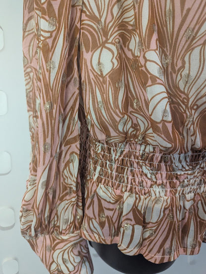 Nooki London Elegant Floral Smock Top with Tassels size S