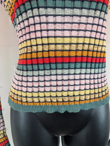 M&S Limited Edition Rainbow Metallic Ribbed Top UK12