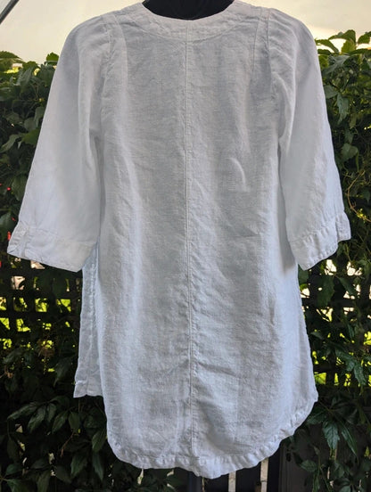 Pure Linen Asymmetric Dress White UK8
