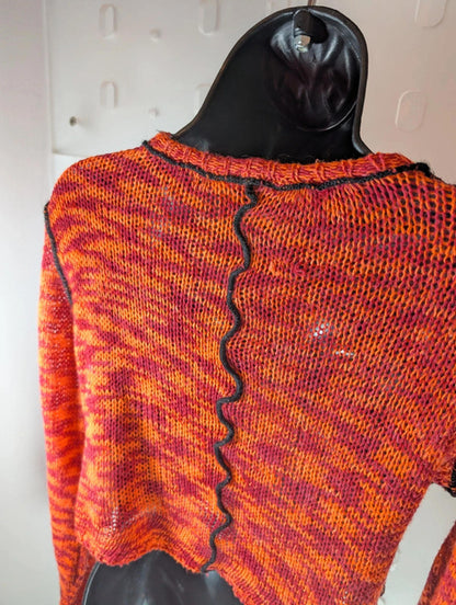 The Ragged Priest Cropped Knit Top – Red & Orange – XS