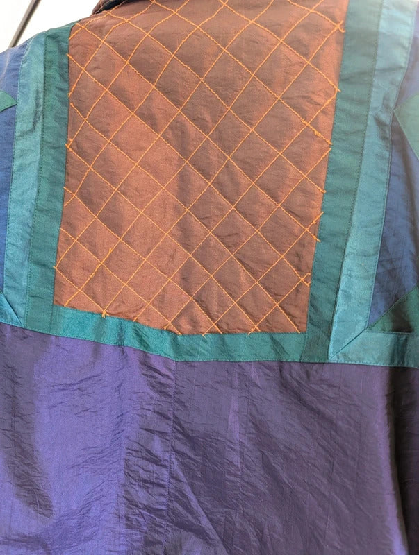 Vintage Active Stuff Colour Block Shell Suit Jacket Purple Teal Medium