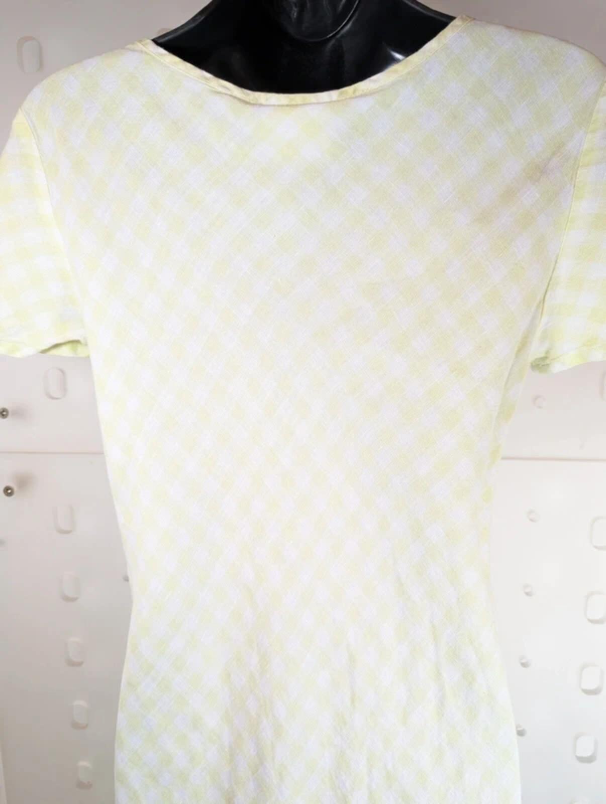 Vintage Laura Ashley Green Label Check Maxi Dress White Yellow UK12/14