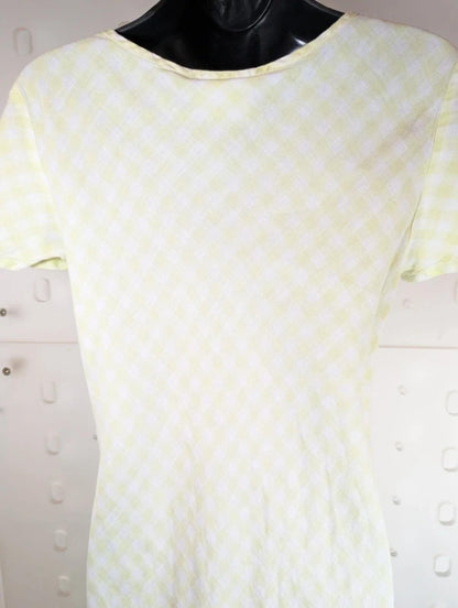 Vintage Laura Ashley Green Label Check Maxi Dress White Yellow UK12/14