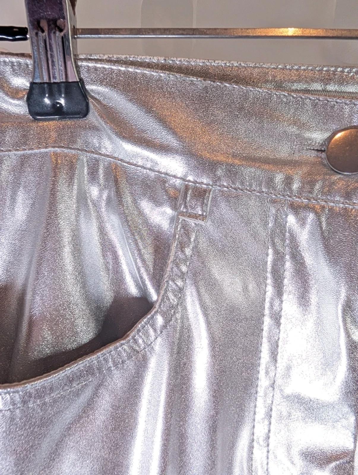 Amylynn Metallic Silver Straight Leg Trousers XS Statement