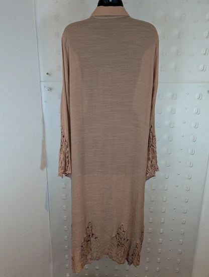 BluIvy Boho Crochet Long Shirt Dress Size L