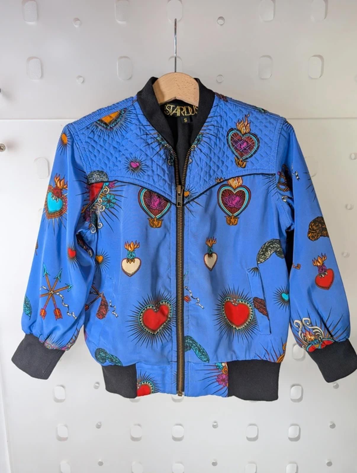 Stardust London Kids Heart Print Bomber Jacket Size S Discontinued Collectable