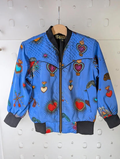 Stardust London Kids Heart Print Bomber Jacket Size S Discontinued Collectable