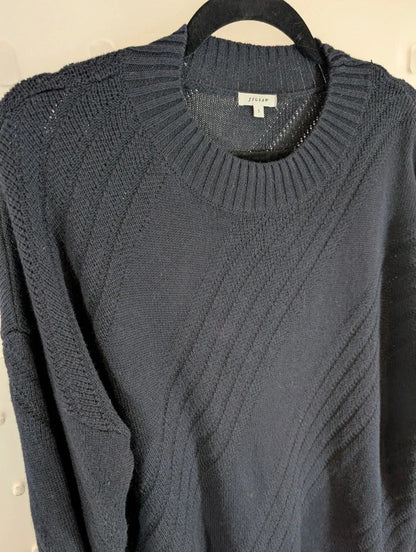 Jigsaw Navy Wool Cotton Oversized Jumper Small