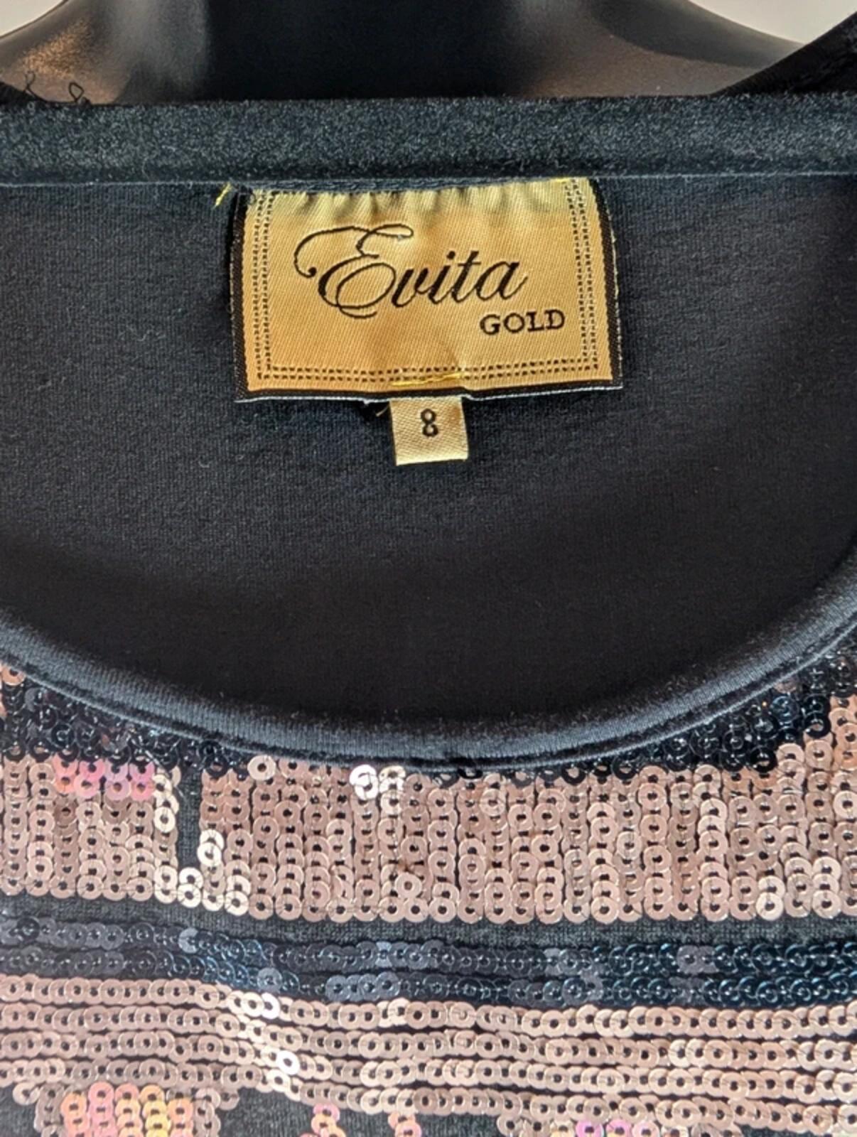 Evita Gold Sequin Bodycon Dress UK8 Pink Green Abstract Detail Party