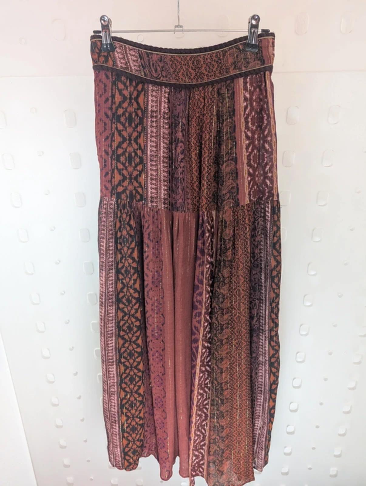 Louizon Boho Maxi Skirt Gold Thread Detail NWT XS