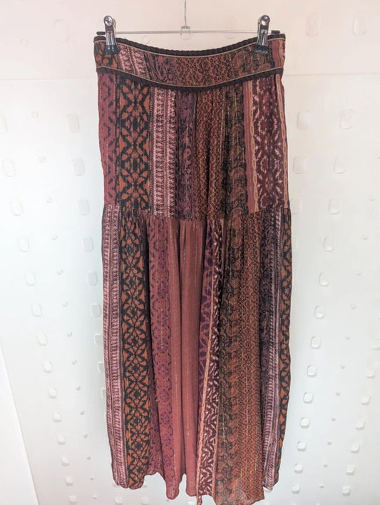 Louizon Boho Maxi Skirt Gold Thread Detail NWT XS