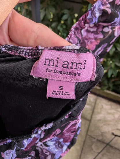 Mi Ami for Francesca's Floral Mini Dress Black Purple Small