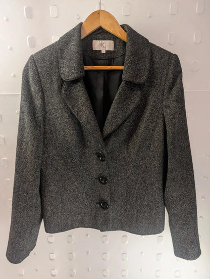 Country Casuals grey tweed fitted jacket – size 10