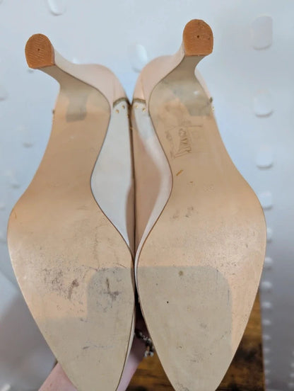 Moda Pelle Nude Blush Leather Gold Detail Heels EU38 UK5