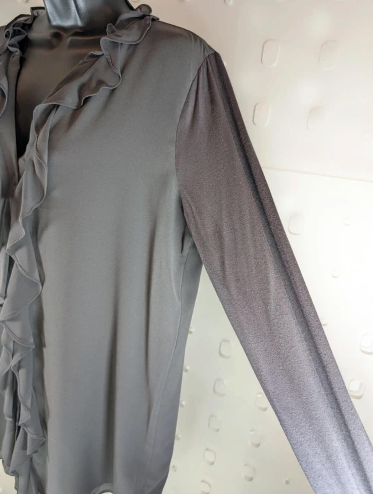 Mint Velvet Dark Grey Longline Ruffle Blouse Medium