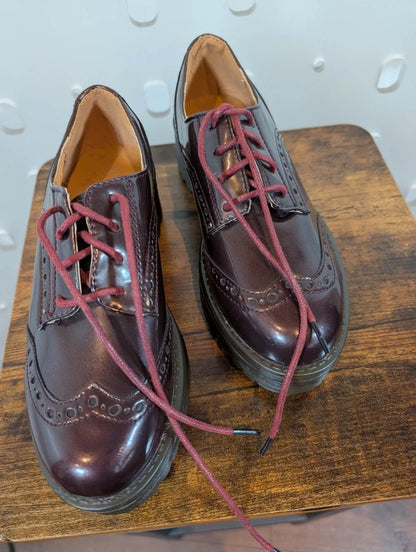 Claudia Ghizzani Oxblood Patent Chunky Platform Brogues EU36 UK3