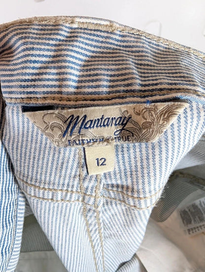 Mantaray Blue White Pinstripe Denim Shorts UK12