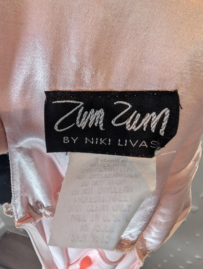 Vintage 90s Bias Cut Rayon Zum Zum Maxi Dress Empire Embroidered Bodice UK 6/8