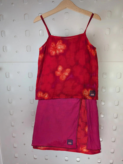 Kenzo Jungle floral skirt and top set – age 8 – pink & orange cotton