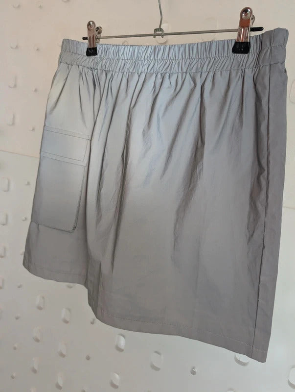 In Vogue Paris Reflective Silver Grey Utility Cargo Mini Skirt M