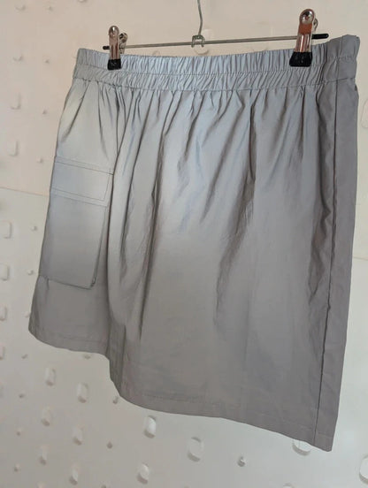 In Vogue Paris Reflective Silver Grey Utility Cargo Mini Skirt M