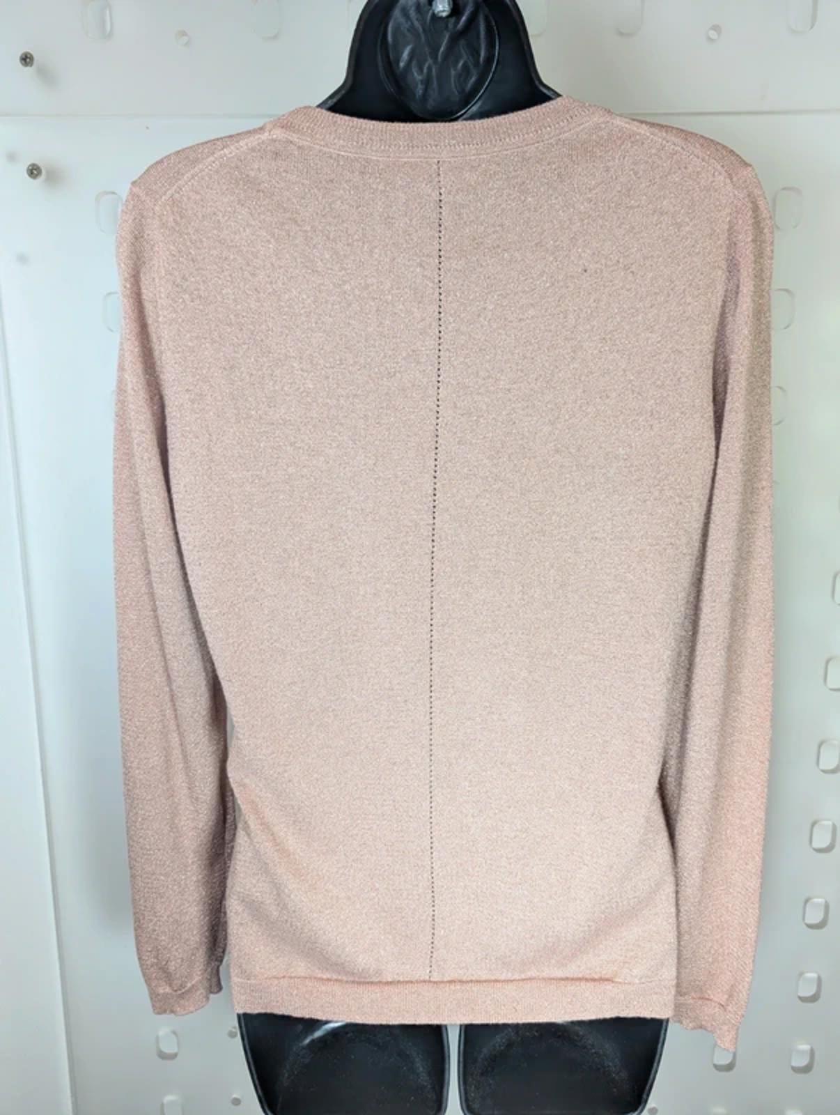 Whistles Pink Metallic Knit Jumper UK 12 Relaxed Fit Lightweight Sparkle