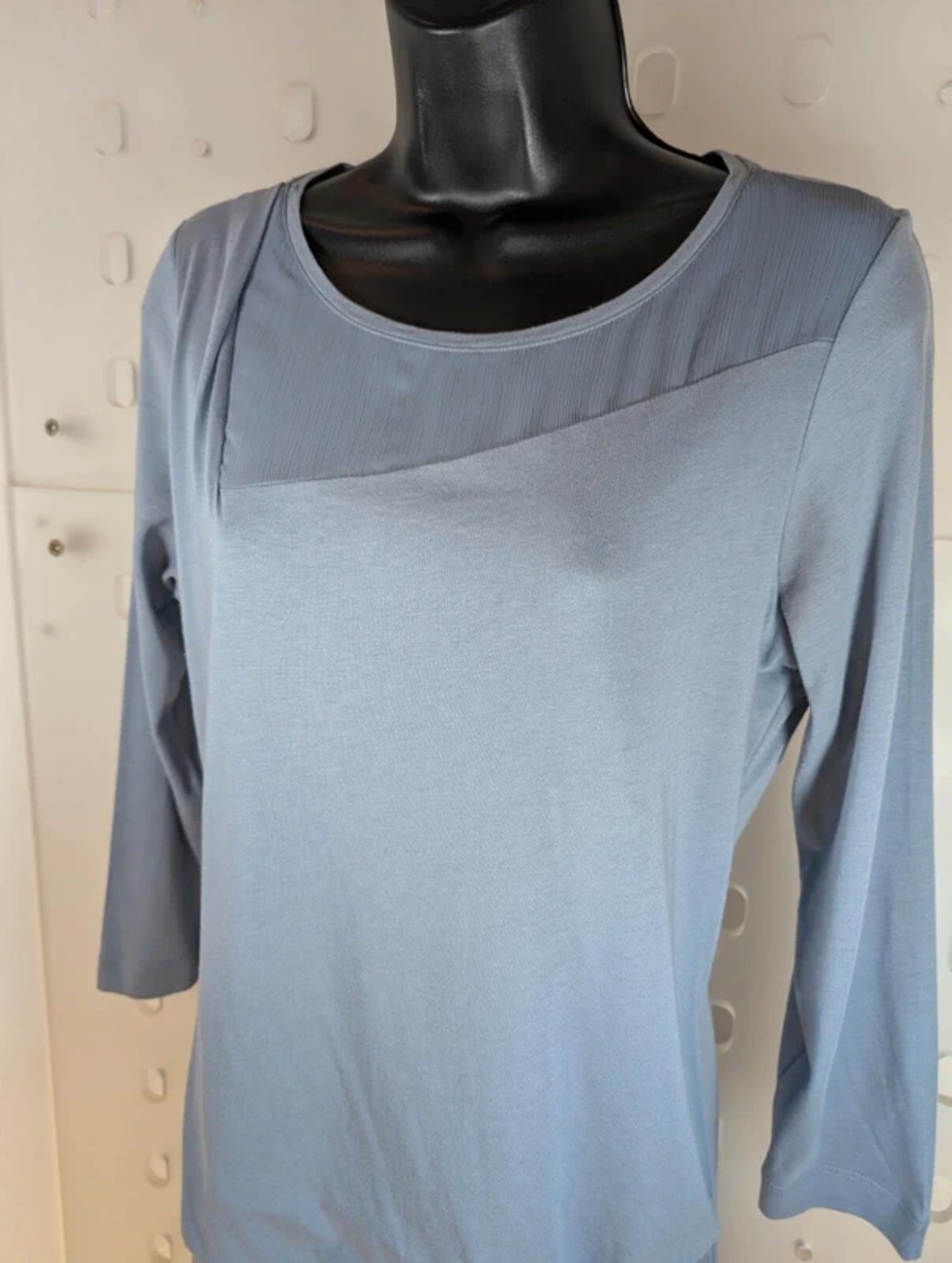 Sandwich Longline Top Medium Mesh Panel Modal 3/4 Sleeve