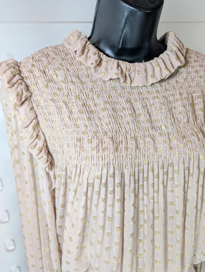 Nine by Savannah Miller Sheer Metallic Dot Blouse UK12