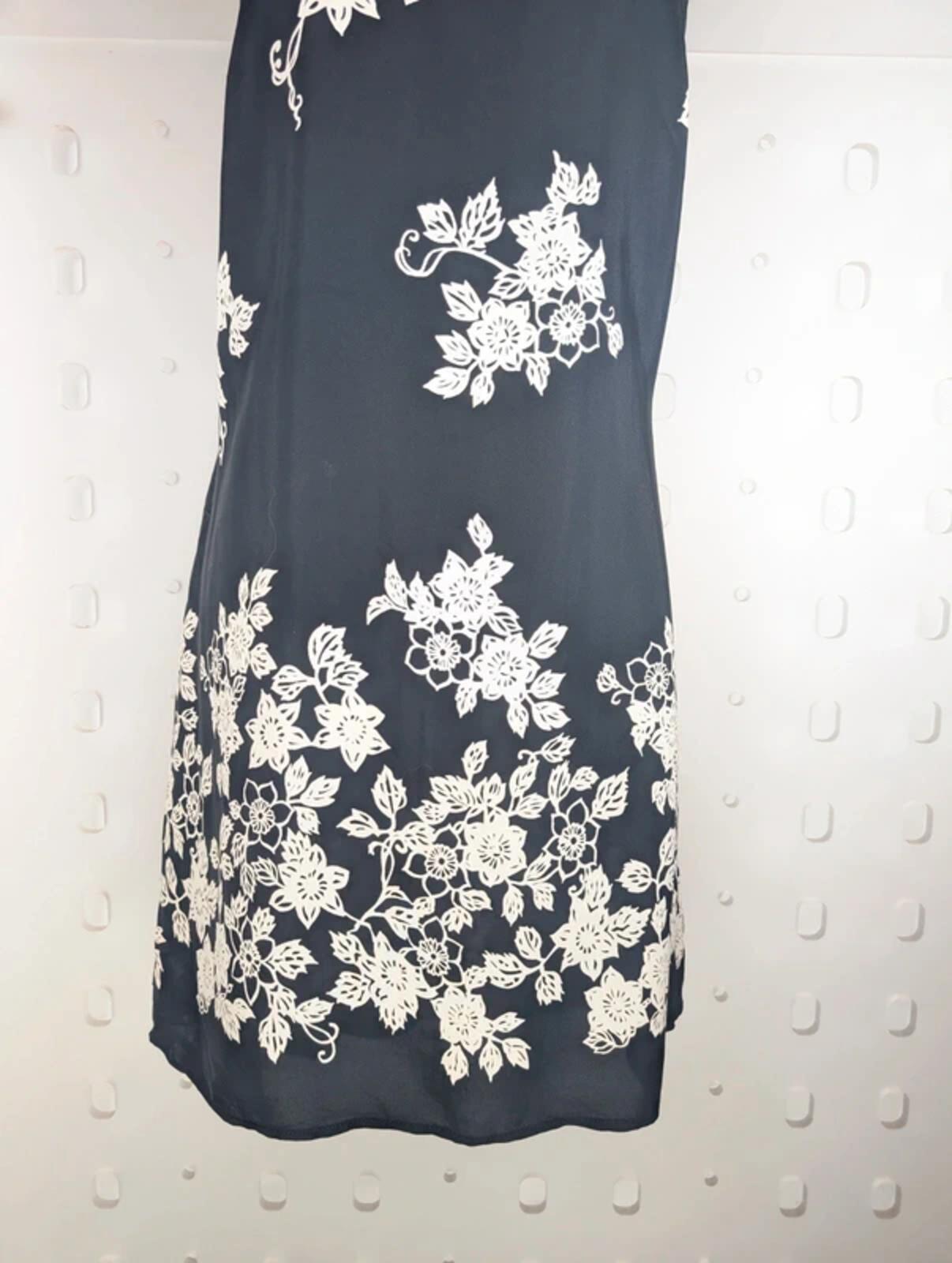 Vintage St Michael Floral Slip Dress Black White 90s UK12/14