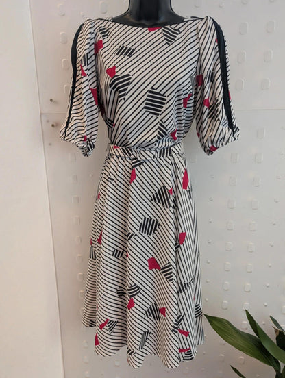 Genuine Vintage 1980s 50s Style Dress UK 10 (Small)