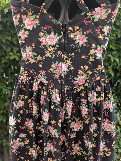Vintage Laura Ashley Green Label Floral Cotton Dress UK12