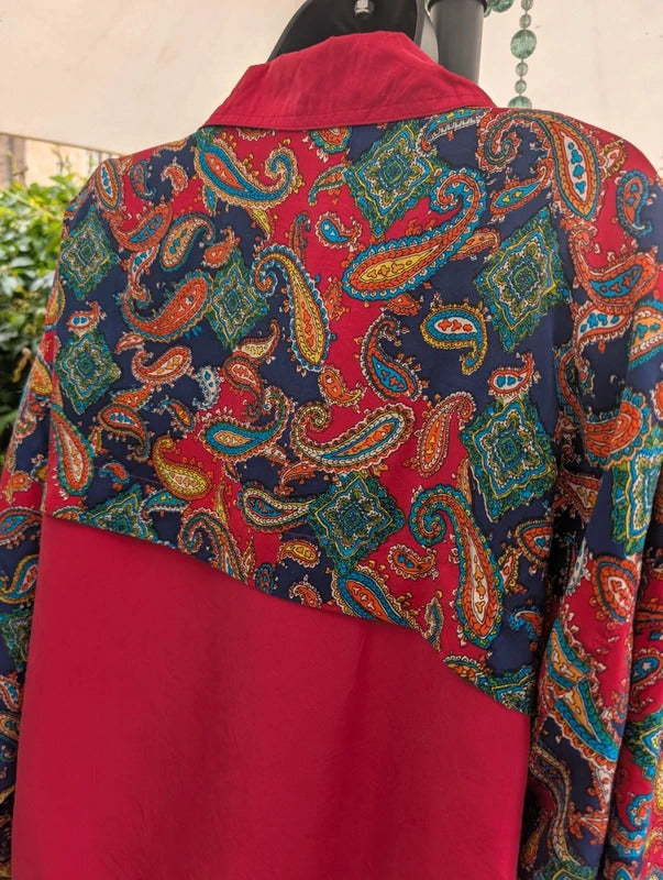 Vintage J.G. Hook Silk Bomber Jacket Red Paisley Large