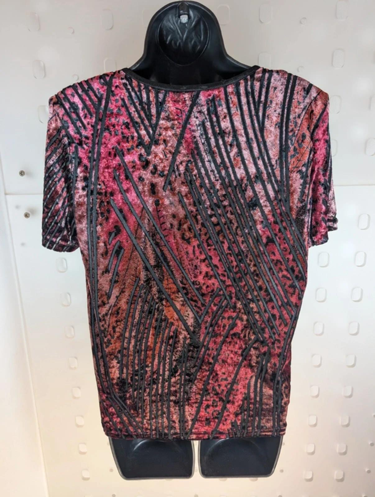 Roman Originals Devoré Burnout Velvet Tee 90s Grunge Sheer Top S/M