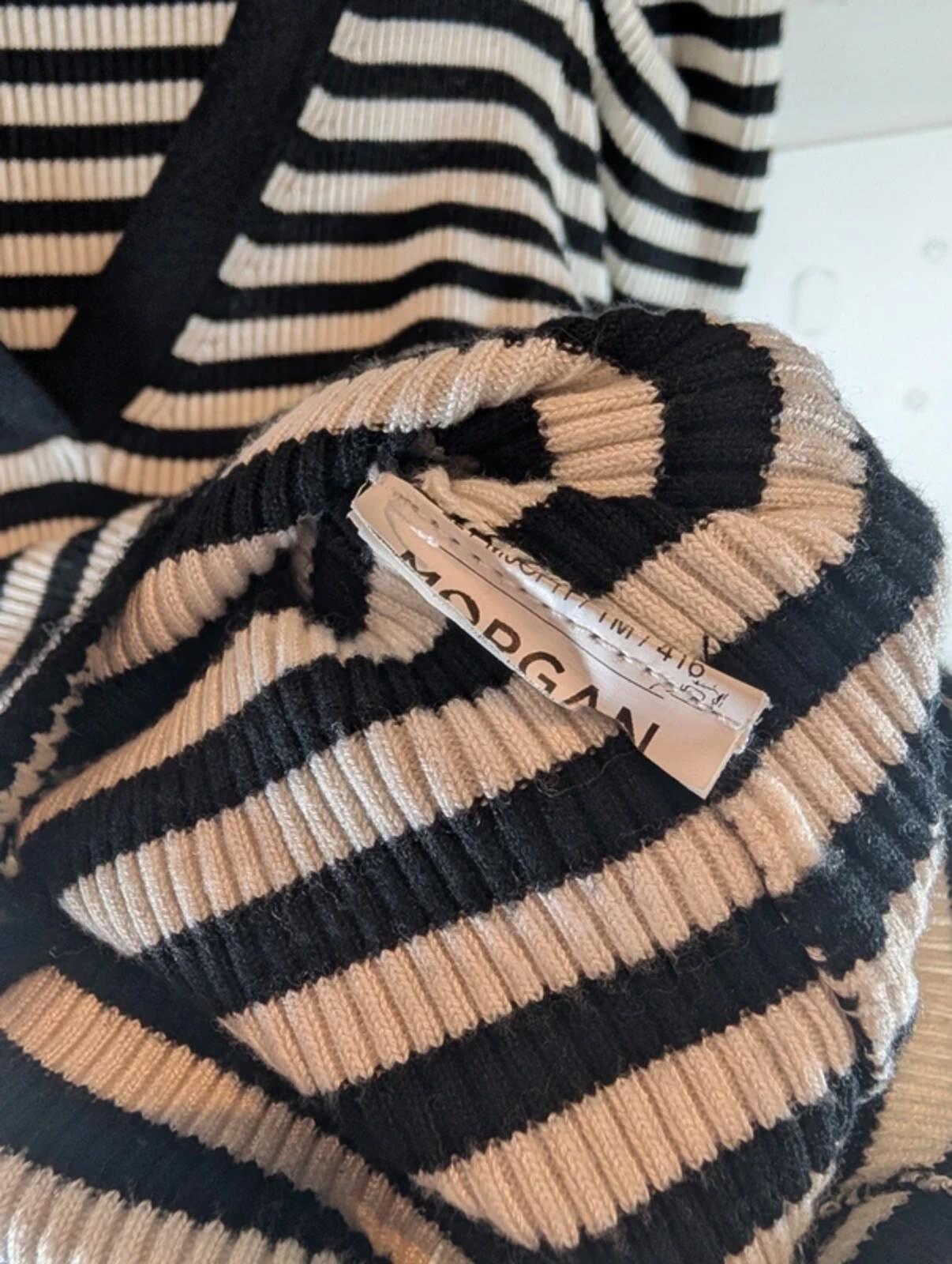 Morgan De Toi Striped Knit Top Skull Buttons Medium