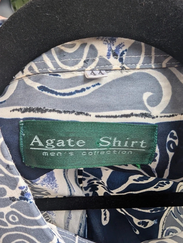 Vintage Upcycled Cropped Shirt Navy White UK8/10
