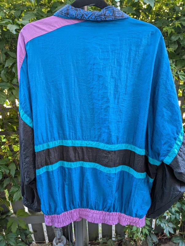 Vintage 80s 90s Colour Block Shell Suit Jacket Large