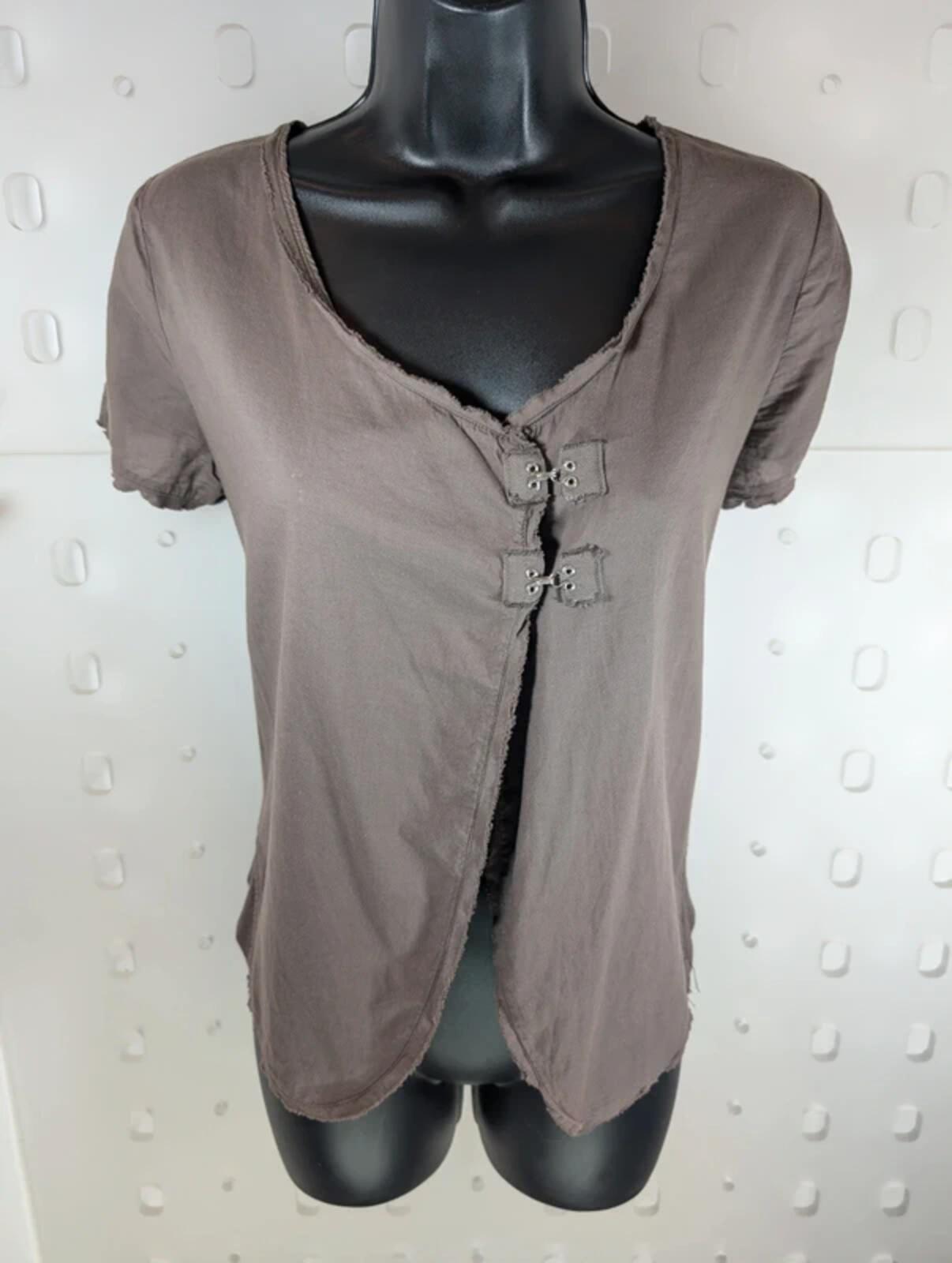 Lurdes Bergada Taupe Asymmetric Cotton Top Made In Spain Large