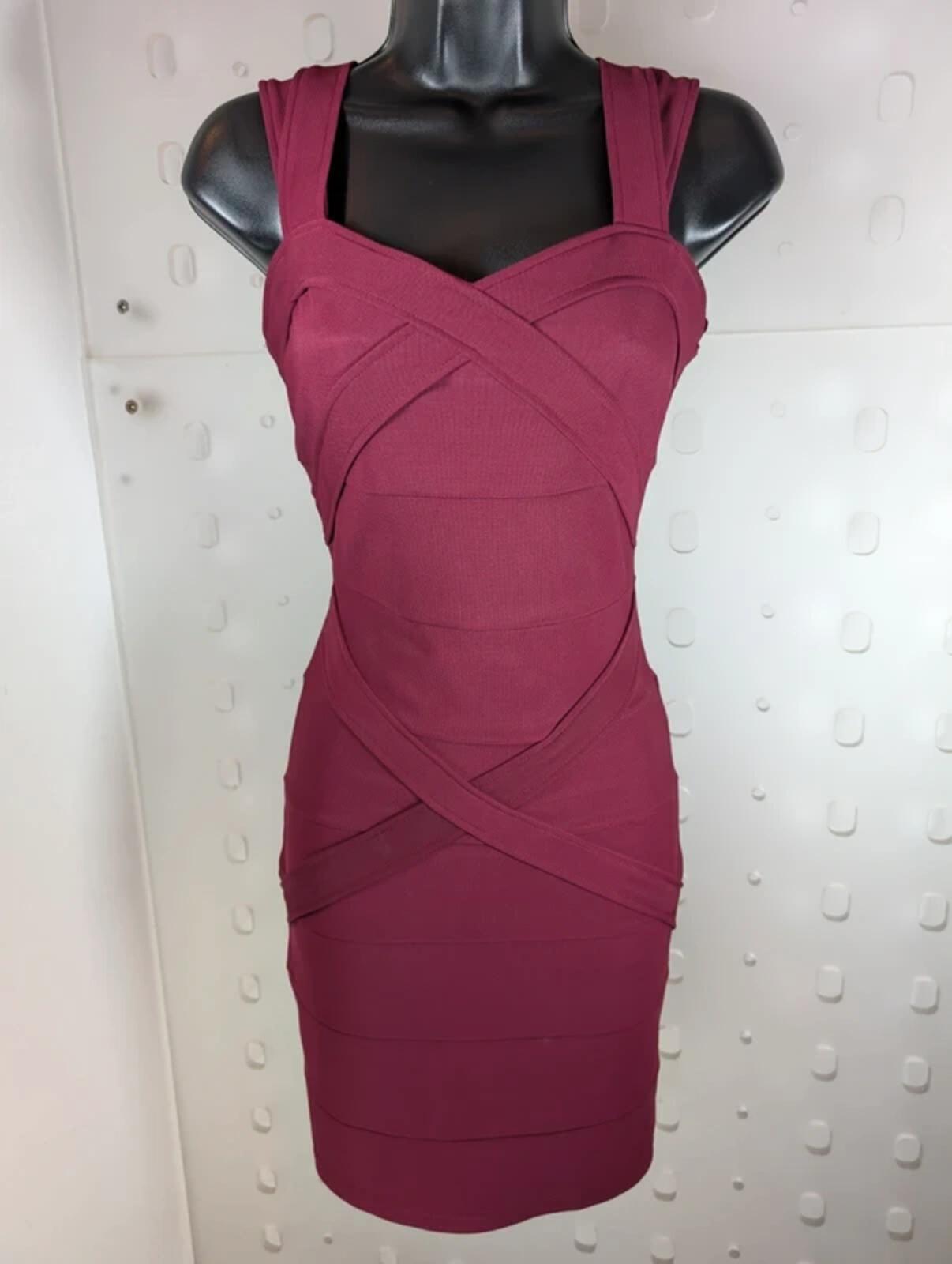 Parisian Bandage Bodycon Dress Burgundy UK10