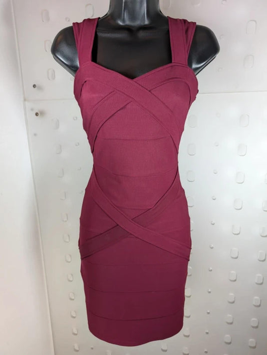 Parisian Bandage Bodycon Dress Burgundy UK10