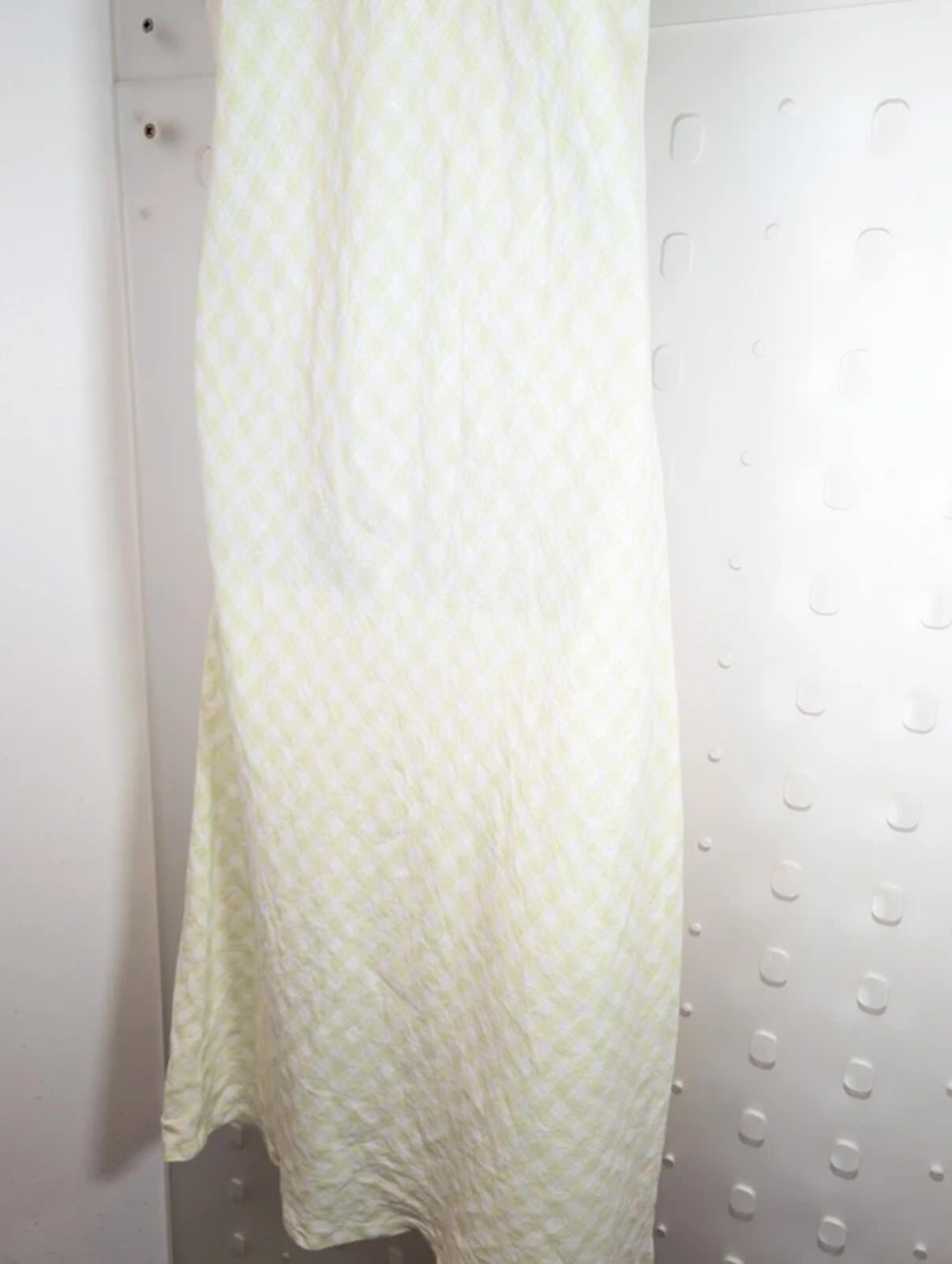 Vintage Laura Ashley Green Label Check Maxi Dress White Yellow UK12/14