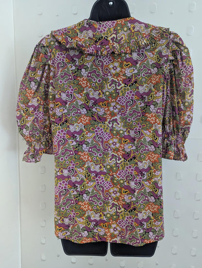 Suncoo Laury Floral Print Blouse with Ruffle Collar size M