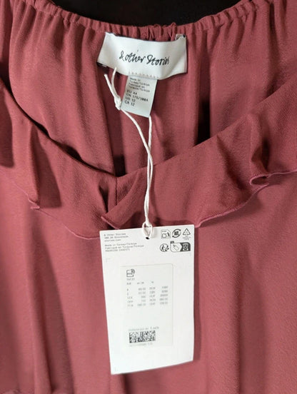 & Other Stories Dusky Pink Floaty Blouse UK 16 RRP87 Feminine Viscose