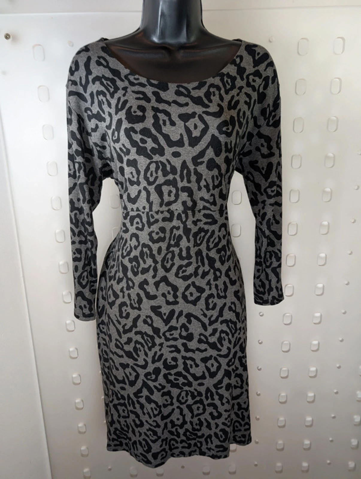 Masai Leopard Jersey Midi Dress with Pockets – Size L