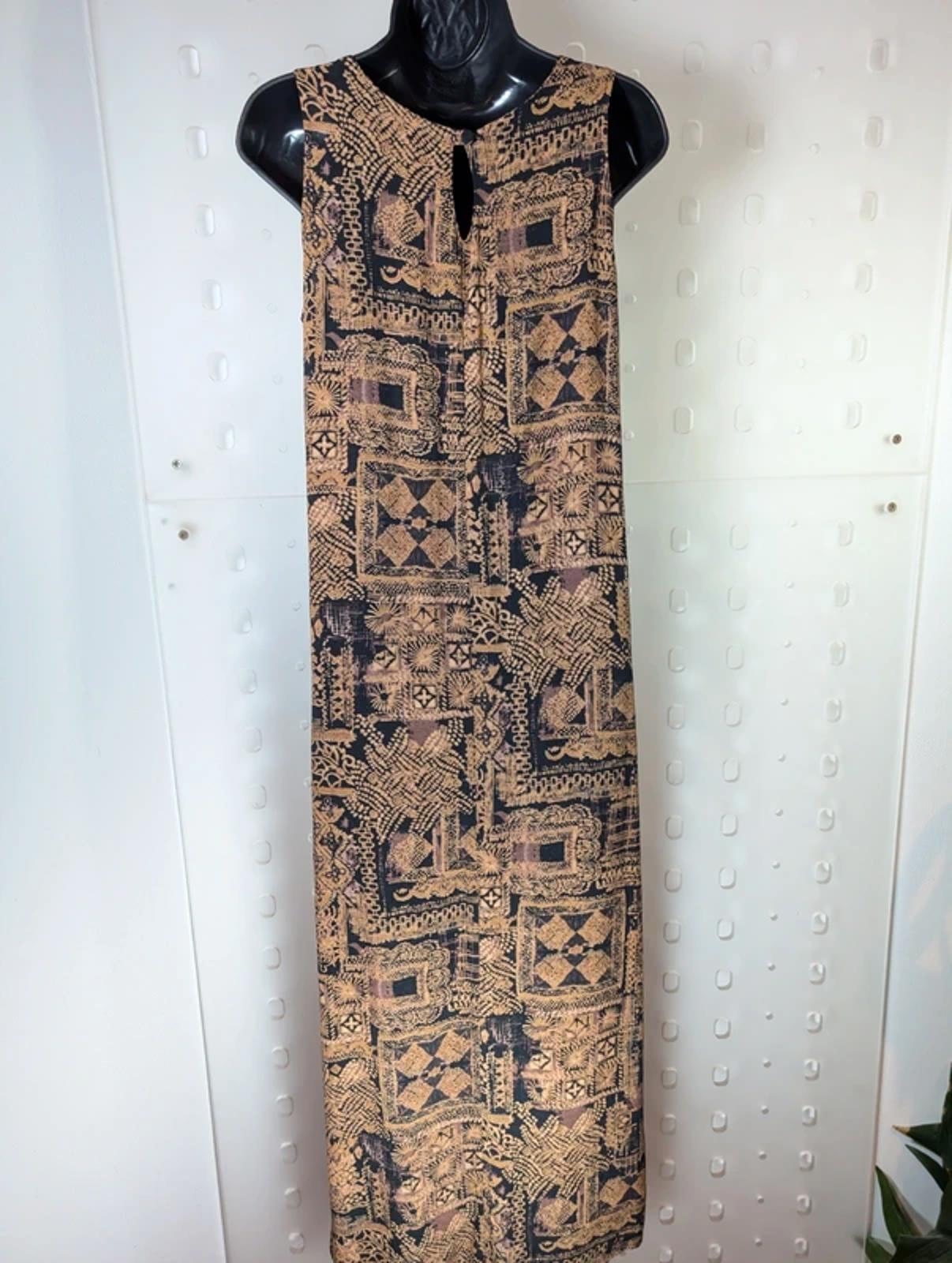 Instinct Vintage 90s Block Print Maxi Dress | Viscose | S