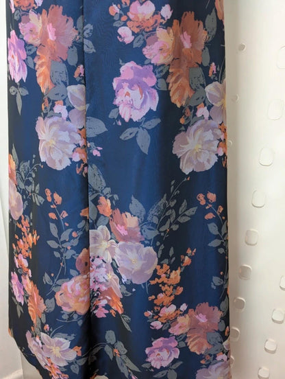 Vintage 70s Floral Maxi Dress – Empire Line – Sheer Overlay – UK 12/14